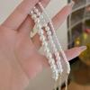 Pulsera de Perlas de Cristal Blanco Australiano de Alto Brillo Chapada en Oro de 14K con Cuentas Simple Moda Versátil Apilable para Mujeres