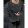 Suéter con Diseño de Patrón de Trigo Textura Hombres Holgado Jacquard Cuello Redondo Camiseta Interior Estudiante Manga Larga Camiseta Base