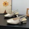 Zapatos Mary Jane Chic Francés para Mujer 2026 Verano Nuevos Tacón Grueso Punta Cuadrada Sin Espalda Versátiles para Viaje Sandalias de Tacón Alto