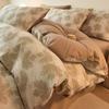 Conjunto de Quatro Peças de Algodão Escovado Espessado para Outono e Inverno Algodão Classe A Cama Lençóis Capa de Edredom Conjunto de Três Peças Roupa de Cama Têxtil para Casa Nantong