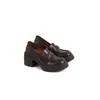 Versión de Piel de Vaca ~7.5cm de Suela Gruesa Zapatos Mocasines Camelia que Aumentan la Altura para Mujer, Estilo Británico Zapatos de Piel Negra de Suela Blanda, Zapatos de Tacón Alto