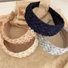 Faixa de cabeça de tricô retrô estilo francês para mulheres, simples e moderna, cor sólida, de aba larga, faixa de cabeça para pressionar o cabelo, acessório de cabeça de tricô pastoral