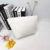 Bolsa de Cosméticos de Felpa Color Caramelo Macaron Onda de Puntos Color Capacidad Grande Viaje Bolsa de Almacenamiento de Cosméticos Bolso de Mujer