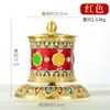 Rueda para torcer los dedos de aldea tibetana coche pintado de colores cilindro giratorio montado en coche cubo de oro giratorio hilado a mano decoración casera manual adorno de cobre