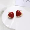 Nuevo Corea del Sur Simple Amor Forma de Corazón Goteo de Aceite Hebilla de Oreja Socialité Elegante Lujo Ligero Accesorios para la Oreja Moda Colorida Aretes Simples