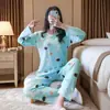 Pijama para Mãe Jovem, Roupas de Casa Casuais Femininas de Manga Longa que Rejuvenescem, Pequenos Conjuntos Finos de Celebridade da Internet Casuais para Primavera, Outono e Verão