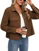 Chaqueta Corta Casual de Moda Europea y Americana de Venta Caliente 2026 de Amazon Chaqueta Superior de Pana con Botones para Mujer