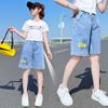 Shorts de Mezclilla para Niñas, Pantalones Delgados de Verano, Estilo Veraniego, Pantalones de Cinco Puntos Sueltos de Moda para Niños, Pantalones de Moda Medianos y Grandes para Niños