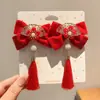 Pinza para el pelo de niña pequeña León Danzante Hanfu Borla Año Nuevo Accesorio para el pelo Peluca Princesa Lazo Adorno para el pelo Pinza para el pelo de niños