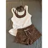Conjunto de Pijama de Camisola Estilo Puro Deseo con Estampado de Leopardo Falso de Dos Piezas para Mujer, Nueva Llegada de Verano, Amigable con la Piel, Adelgazante, Se Puede Usar al Aire Libre, Conjunto para el Hogar