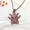 Corrente de Pingente de Suéter Gengar de Desenho Animado Europeu e Americano Personalizado Monstrinho Diamante Hip-Hop Colar Acessórios de Joias para Venda por Atacado