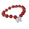 Pulsera de Mariposa con Cuentas Redondas Rojas para Mujer, Diseño de Nicho, Versátil, de Alta Gama, Elegante, Pulsera Retro, Lujo Ligero, Joyería Simple para la Mano