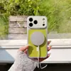 Se convierte instantáneamente en Funda de Teléfono Magnética Color Block con Patrón Lichi para iPhone 18 Pro Max Compatible con 15 Apple 16 Funda de Cobertura Total Protección contra Caídas