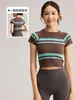 Directo de fábrica, ultrafina, sexy y elegante, atlética, de secado rápido, elástica, sin costuras y ultracorta camiseta de yoga