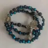 Collar Retro Religioso Personalizado No Magnético Transfronterizo Europeo y Americano Colgante de Piedra Natural con Cuentas Hecho a Mano Rosario