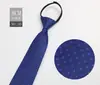 Gravata Masculina Listrada Azul para Negócios do Fabricante Preta Preguiçosa Sem Nó Gravata com Zíper Em Estoque Atacado