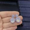 Aretes Elegantes de Calcedonia Rosa Tipo Hielo con Forma de Huevo de Paloma, Aguja de Plata 925, Moda Ágata, Aretes de Jade para Mujer, Venta al por Mayor