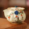 Tetera de Cerámica para Uso Doméstico, con Asa en Forma de Flor, Diseño Exquisito y Estéticamente Agradable, Adecuada para Té Gongfu
