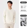 Camisa Polo de Malha Masculina Estilo Old Money Textura Canelada Outono/Inverno Para Ir ao Trabalho Casual Suéter de Manga Longa Roupa Masculina