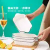 Plato Cerámico para Hornear Estilo Japonés Simple Binaural Plato Rectangular Plato de Arroz Horneado con Queso Plato Hondo para Sopa Plato para Hornear Casero
