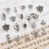 Colgante Cruz Aleación Plata Antigua Mariposa Flores Flores de Lirio del Valle Cuentas Espaciadoras Accesorios para Joyería DIY Abalorios Hechos a Mano