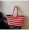 Bolso Tejido de Punto Rayado Transfronterizo para Mujer, Gran Capacidad, Nuevo Verano 2026 Bolso de Hombro Versátil, Bolso Tote para Viajes Diarios