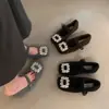 Primer Encuentro Ji Zapatos Planos Mary Jane con Pedrería Francesa para Mujeres Embarazadas Zapatos Planos Tipo Frijol 2026 Nuevos de Invierno Zapatos Suaves Wanyuan Algodón