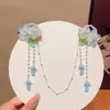 2026 Nuevo Estilo Cadena para la Frente Estilo Antiguo para Niñas, Pasador de Pelo Bebé Estilo Hanfu, Pasador Estilo Chino con Flores y Borlas