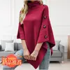 Amazon europeo y americano otoño e invierno nuevo comercio exterior color liso cuello alto chal capa transfronterizo suéter de punto abrigo para mujer