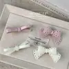 Corea del Sur Nuevo Estilo Elegante Dulce Corazón de Niña Pinza para el Cabello con Lazo Rosa Pinza de Pato Linda Pinza para Flequillo Tocado Accesorios para el Cabello