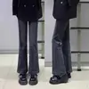 Jeans Débiles Negro Gris para Mujer Primavera y Otoño Nuevos Talla Grande Chica Gordita Cintura Alta Elásticos Cubre Cadera Adelgazantes Pantalones de Herradura