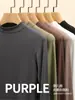 H535 Camiseta Base Cuello Medio Alto Nueva Camiseta de Manga Larga para Mujer Modal Color Sólido Top de Otoño Cuello Alto Pequeño Top de Cuello Redondo