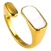 Anillo Abierto Ajustable con Diseño de Concha Marina Blanca Estilo Retro Europeo y Americano Unisex Acero de Titanio Joyería de Fábrica Transfronteriza