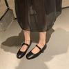 Nuevos Zapatos Planos Estilo Primavera con una Sola Correa de Hebilla, Boca Baja, Punta Cuadrada Pequeña, Cuero Suave Retro, Suela Suave Zapatos Mary Jane para Mujer