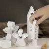 Moldes de Silicona para Casa de Conejos Grande y Pequeña, Moldes para Adornos de Yeso de Corazón y Ángel, Moldes de Resina de Pascua al por Mayor