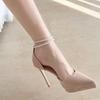 Zapatos de Tacón Alto de Una Tira para Mujer, Tacones de Aguja, Nuevos Zapatos Nude de Punta para Primavera y Verano 2025, Sandalias Versátiles