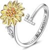 Anillo Giratorio de Girasol Ajustable Transfronterizo Europeo y Americano Antiestrés Ansiedad Anillo de 26 Letras Anillo Giratorio de Girasol