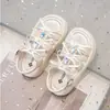 Sandalias para Niña Verano Lazo Pedrería Lindas Estilo Princesa Niña Mediana Suela Gruesa Punta Abierta Sandalias Romanas Sandalias para Niña