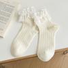 Calcetines de encaje para niños, estilo japonés Lolita, estilo JK, calcetines de algodón con lazo de encaje blanco y zapatos de cuero.
