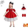 Roupas infantis europeias e americanas de Halloween costura vermelha das meninas vestido de bolinhas desempenho roupas cosplay Máscara