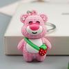Llavero creativo de oso fresa, lindo cortaúñas de dibujos animados, llavero para coche, muñeca exquisita, adornos para mochila de pareja