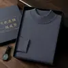 Suéter de cachemira amigable con la piel para hombres de mediana edad y jóvenes, cuello semialto, listo para usar, tejido sin costuras, capa base casual de alta gama