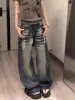 Jeans de Pierna Ancha de Pierna Curva de Cintura Alta Lavados Estilo Retro Americano con Nudos de Bambú para Mujer 2026 Nuevo Estilo Adelgazantes Sueltos