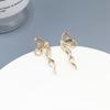 Arete de Lazo Estilo Frío Japonés y Coreano Aguja de Plata S925 Diseño Creativo Aretes Dulces Cool Diamantes Borla