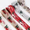 Cinta de Lino Fino Navideña de 5 m Decoración de Guirnalda para Árbol de Navidad Accesorios Colgante Cinta Impresa de Coche de Navidad