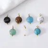 Pingente Redondo Vintage de Aço Inoxidável com Pedra Natural Ornamento Único para Pendurar Botão Decorativo Hanfu Qipao Acessórios para Joias DIY