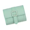 Billetera corta versátil de temperamento, alta apariencia, modelo femenino, verano, pequeña, fresca, color sólido, triple, monedero, tarjetero