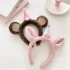 Diadema de Peluche con Cabeza de Oso y Cerdo Linda para Otoño e Invierno 2025 Nuevo Invierno Tarjeta para el Cabello para Lavarse la Cara Adorno para la Cabeza Infantil Divertido