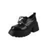 Primavera 2025 Nuevo Estilo Coreano Simple Hebilla Metálica Punta Cuadrada Mocasines Piel Vacuna Cordones Plataforma Tacón Alto Zapatos de Una Capa para Mujer