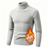 Suéter de Punto Grueso Forrado de Polar Cálido para Hombre, Moda 2026 Comercio Exterior, Camisa Base de Cuello Alto Ajustada
